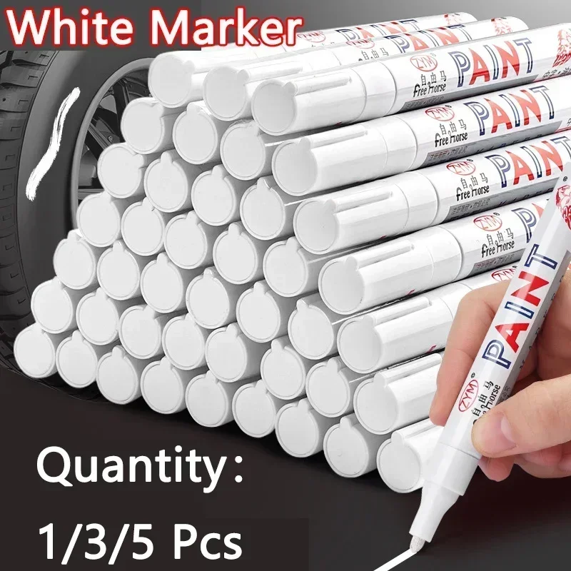 White Marker Pens set 2.0mm Oily Waterproof White Gel Pen DIY Graffiti Sketching Marker Stationery Writing School Supplies brush 1