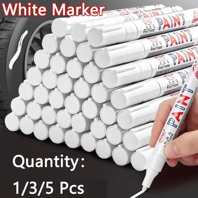 White Marker Pens set 2.0mm Oily Waterproof White Gel Pen DIY Graffiti Sketching Marker Stationery Writing School Supplies brush 1