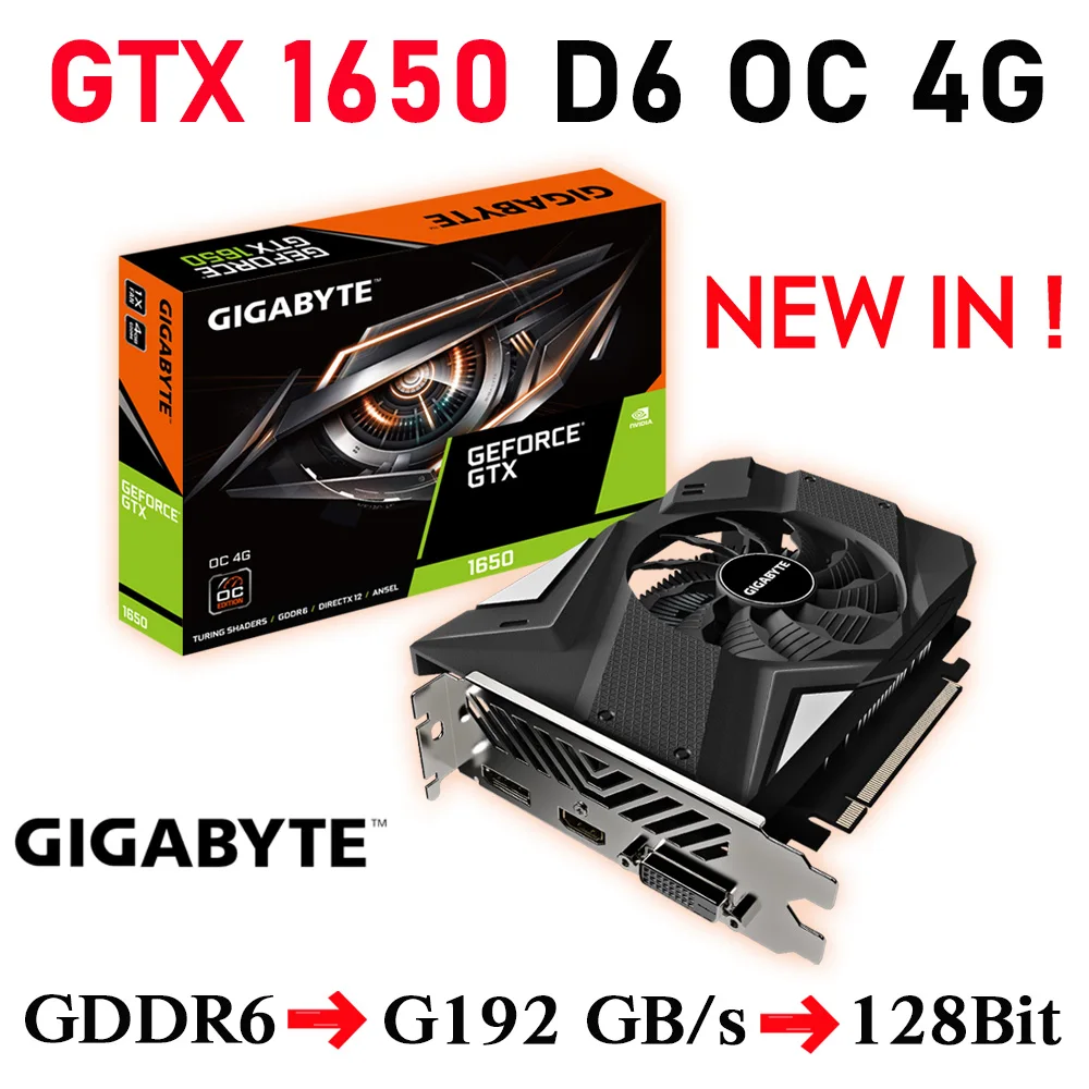 GIGABYTE GTX 1650 OC 4G GDDR6 Graphics 1650 Desktop CPU gtx1650 Nvidia  Desktop PC Video card 12000 MHz PCI-E 3.0 x 16 128bit new