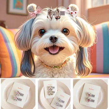 Fashion Dog Hair Clips Heart Shape Dog Hairpin Puppy Cat Hair Grooming Accessories for Medium Small Dog Hair Products
