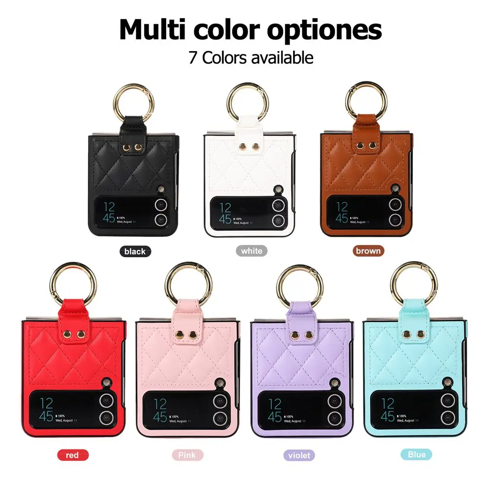 Ring Holder Case for Samsung Galaxy Z Flip 4 Case Leather Luxury Fashion Shockproof Case for Samsung  Z Flip 3 4 Flip4 5G Cover