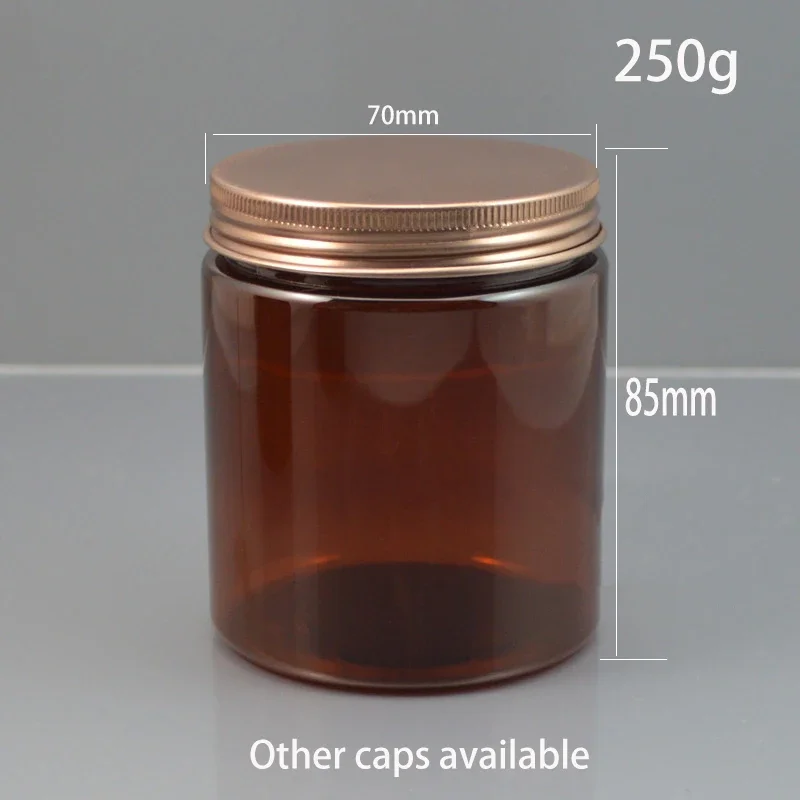 

250g Brown Plastic Jar Candy Tea Packaging Container 250ml Cosmetic Face Mask Body Lotion Cream Refillable Bottle