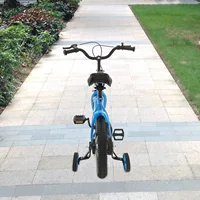 Vélo d'apprentissage bleu pour enfants 14 pouces ‎ avec 2 roues pour vélo pour enfants, siège/accoudoir réglable en hauteur pour ‎ Débutant 6
