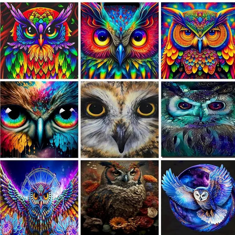 

GATYZTORY Frame Paint By Numbers For Adults Kids Owl Animals Handpainted Oil Painting Canvas Drawing DIY Gift Decorative Paintin