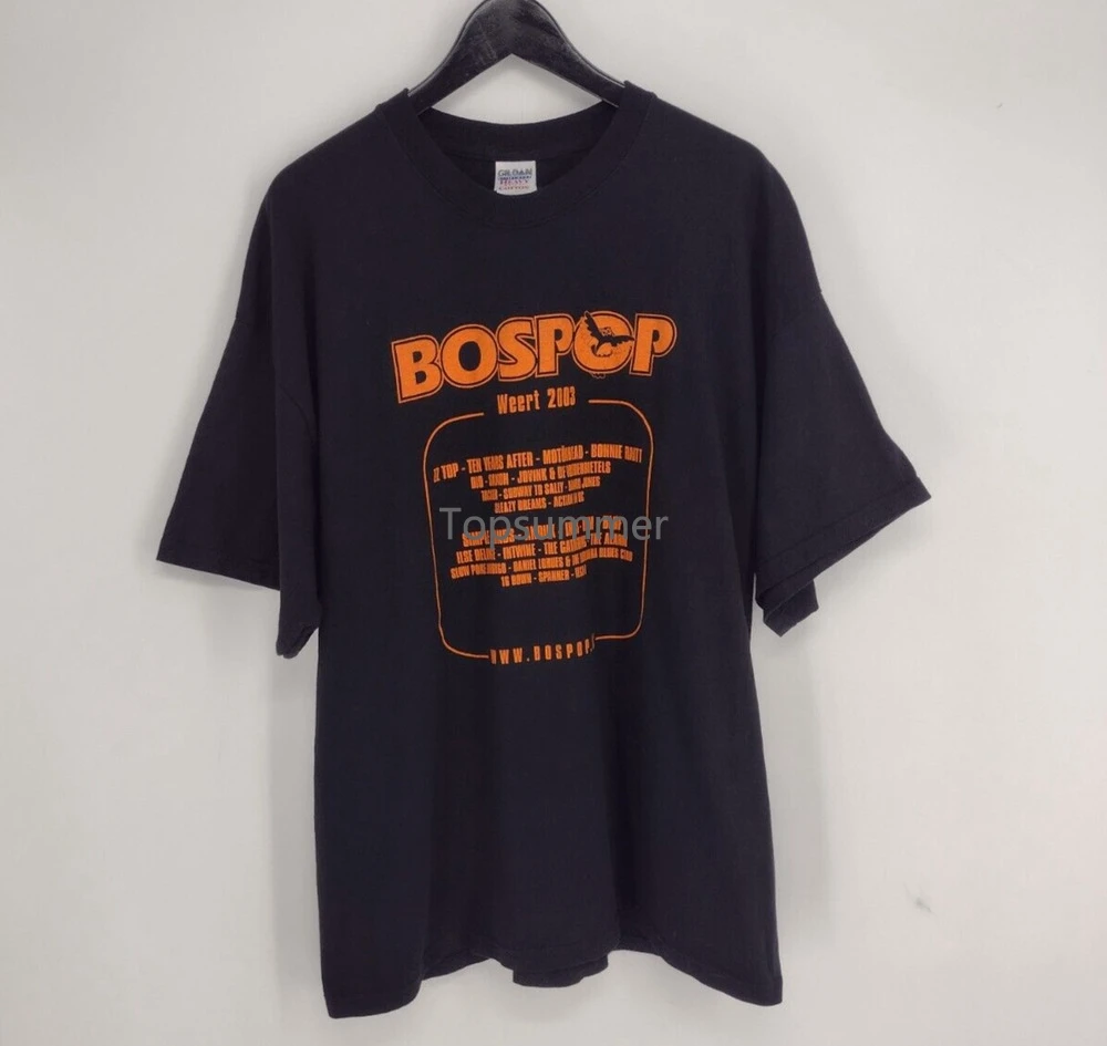 Vtg Bospop 2003 Paesi Bassi Rock Festival Zz Top Motorhead Inxs T-Shirt Uomo Xxl