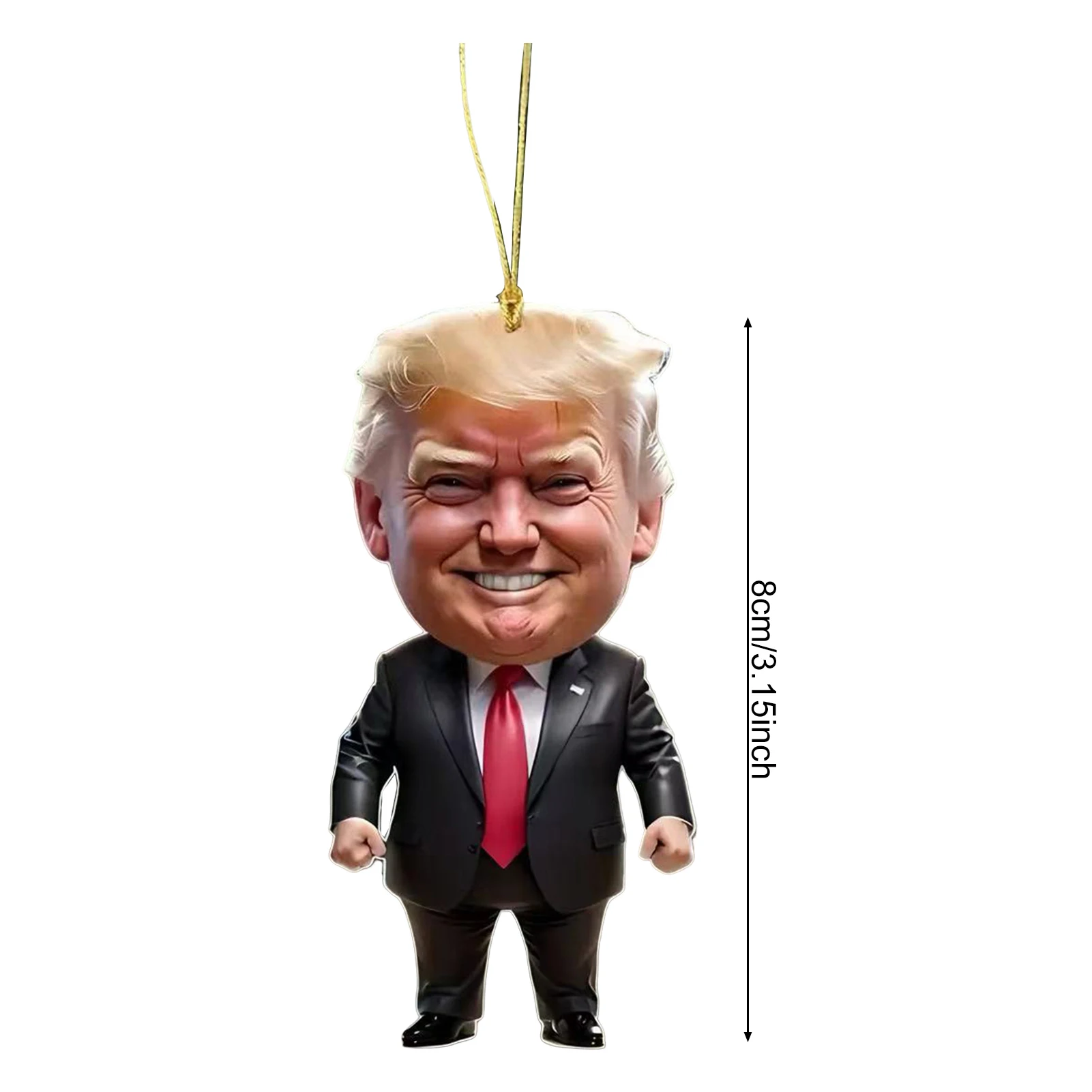 Funny 2D Acrylic Donald Trump Cartoon Pendant Keychain Car Doll Hanging Christmas Decorations