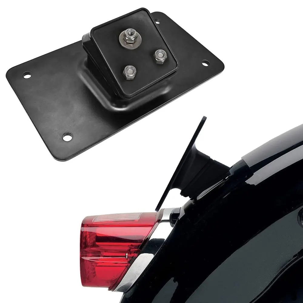 Motorcycle 3-Hole Laydown License Plate Mounting Bracket For Harley Big Twins Sportster Dyna Softail XL 1973-Accessories license plate holder motorcycle license plate holder