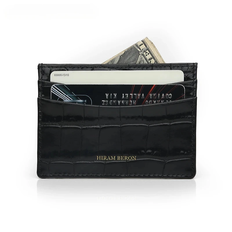 Custom Name Monogram Luxury Genuine Leather Men Wallet Card Holder Crocodile Pattern Gift for Girlfriend Boyfriend Friend Her 6