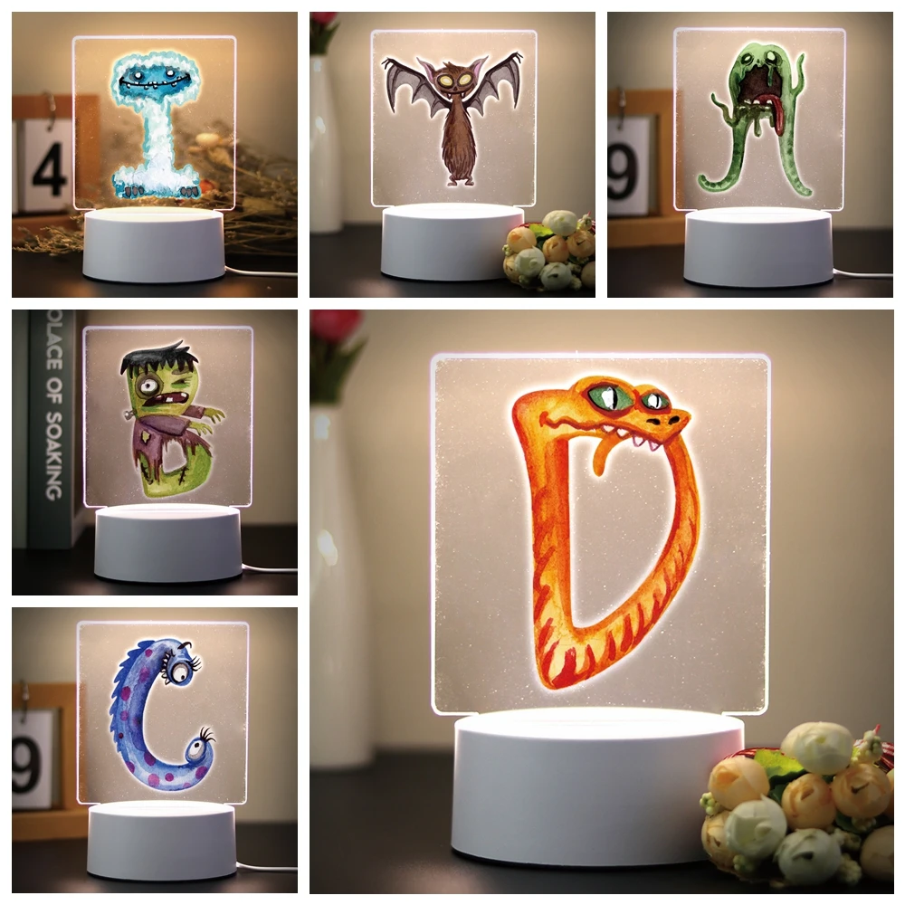 문자 LED 야간 조명, 16 색 변경 RGB 주변 조명, 침실 축제 홈 침대 옆 ..