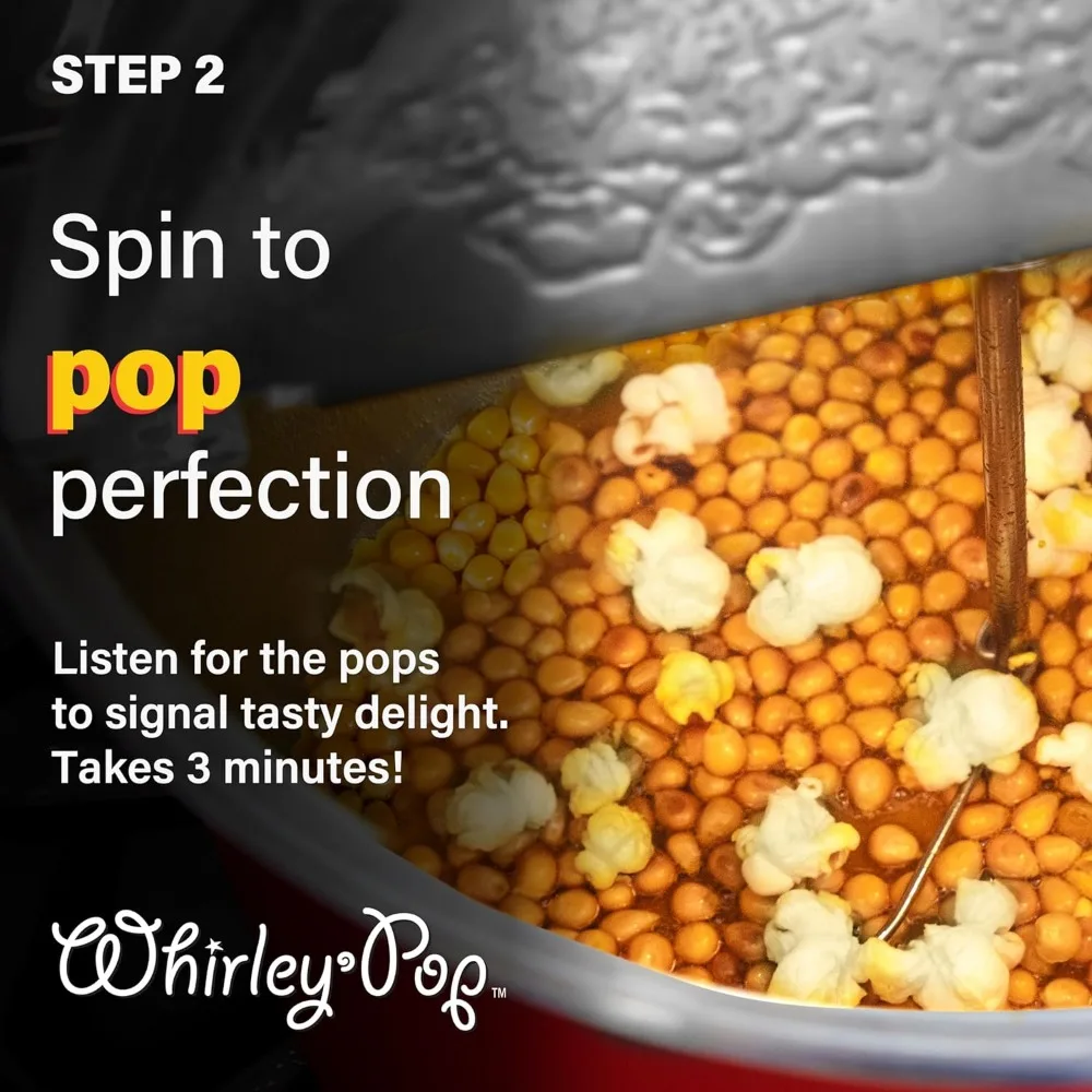 Platinum Series Whirley Pop Popcorn Maker - 6 Quart Stainless Steel Popcorn Popper, Popcorn Maker with¬†Metal Gears 5