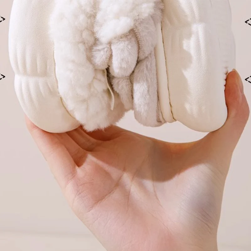 Bowknot Detor Home Cotton Slippers Women Indoor Comfortable Bag Heel Warm Plush Cotton Shoes Woman Thick Sole Living Room Shoes