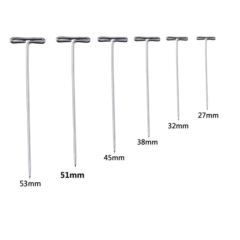 T Pin Needles Wig Making T-Pins Knitting Sewing Positioning Needle 50/100Pcs 27/32/38/51MM