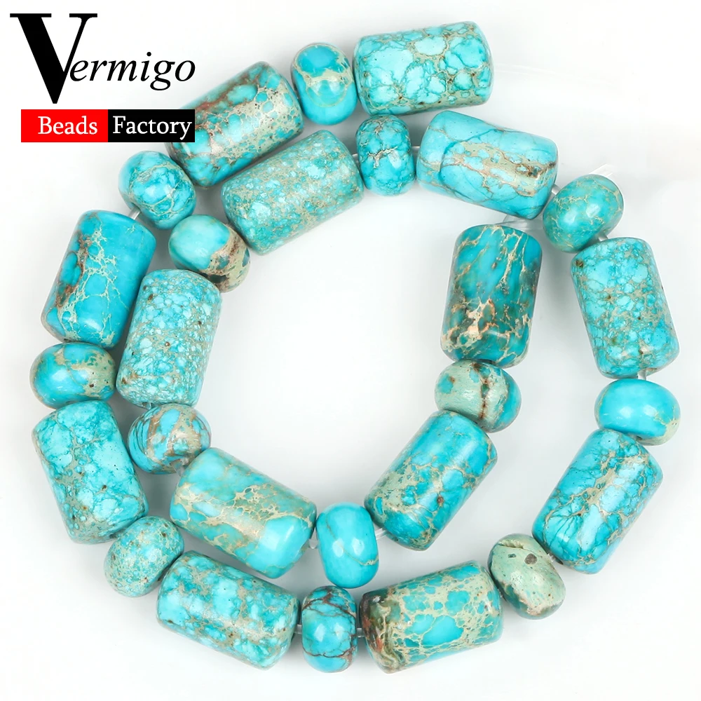 Elegant Natural Lake Blue Sea Sediment Jasper Abacus Beads
