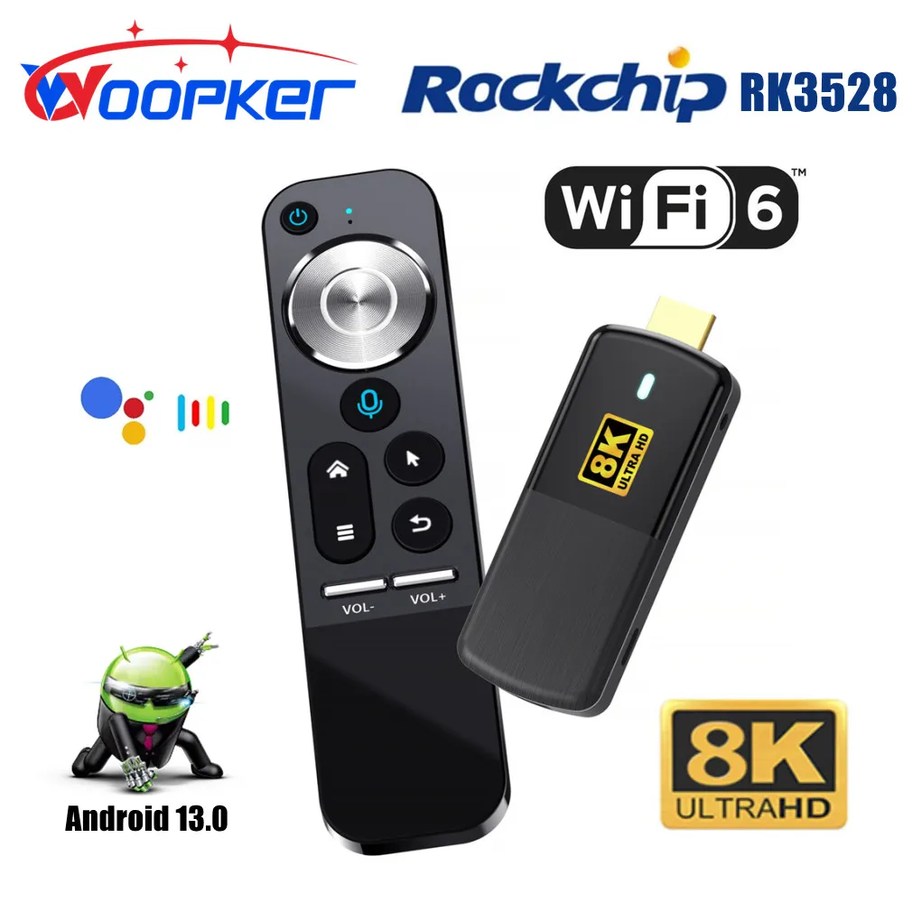 

Woopker H96 Max M3 Android 13 TV Stick Rockchip RK3528 2GB 16GB Support 8K WIFI6 Google Voice Control With Air Mouse Set Top Box