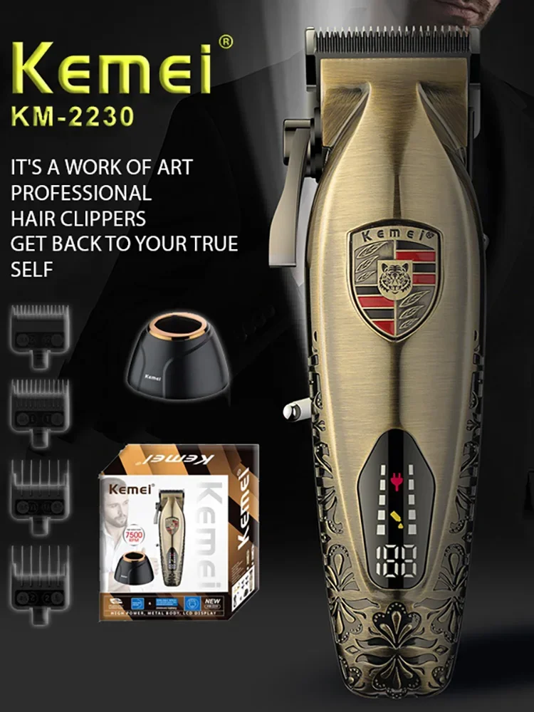 KEMEI KM-2230 Professional Electric Hair Clipper | All Metal Body with Charging Base KEMEI KM-2230 Professional Electric Hair Clipper | All Metal Body with Charging Base