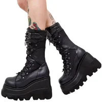 Brand Design Ladies High Platform Boots Big Size Rivet Goth High Heels Boots Women Cosplay Wedges Punk Shoes Woman Gothic Shoes - Image 5