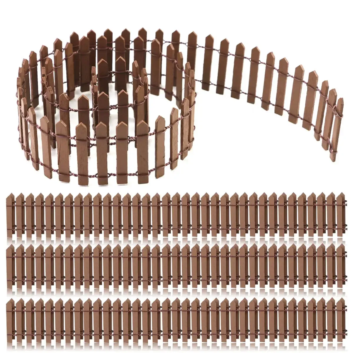 zfe]100*5cm Miniature Fairy Garden Wood Fence Doll House DI - TikTok