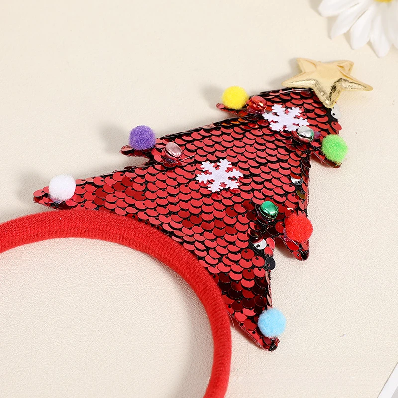 3PCSChristmas three-dimensional Christmas tree headband, party dress feather headband, Christmas gift random style