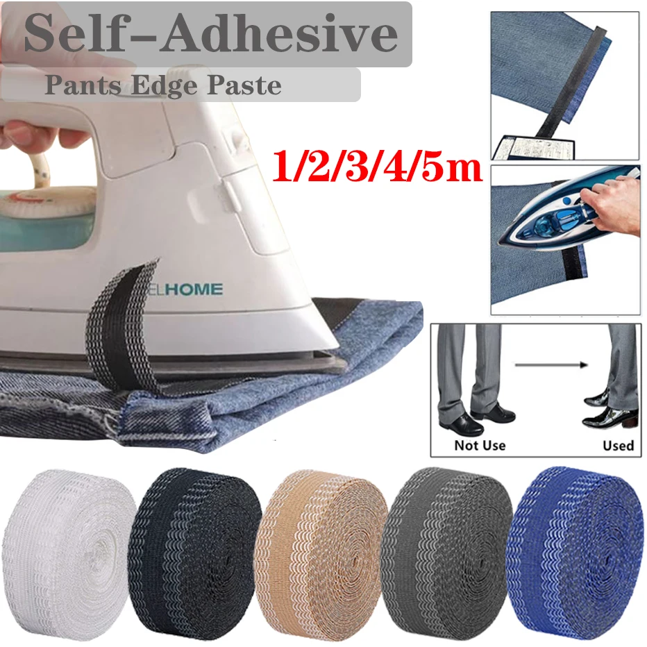 5M Self-Adhesive Pants Paste Hem Tape Iron On Pants Edge Shorten Repair  Sewing Accessories Suit Jeans Pants Sewing Fabric Tape - AliExpress