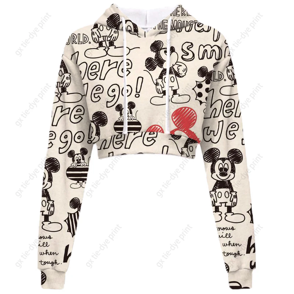 

Cool Mickey Mouse Mickey Disney Spring Autumn Sweater Women Hoodie Harajuku Loose Short Sweatshirt Long Sleeves Hoody
