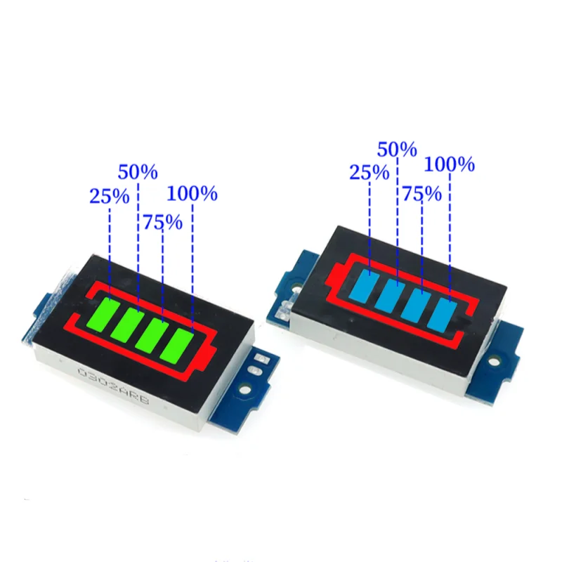 Single 3.7V Lithium Battery Capacity Indicator Module with Blue Display
