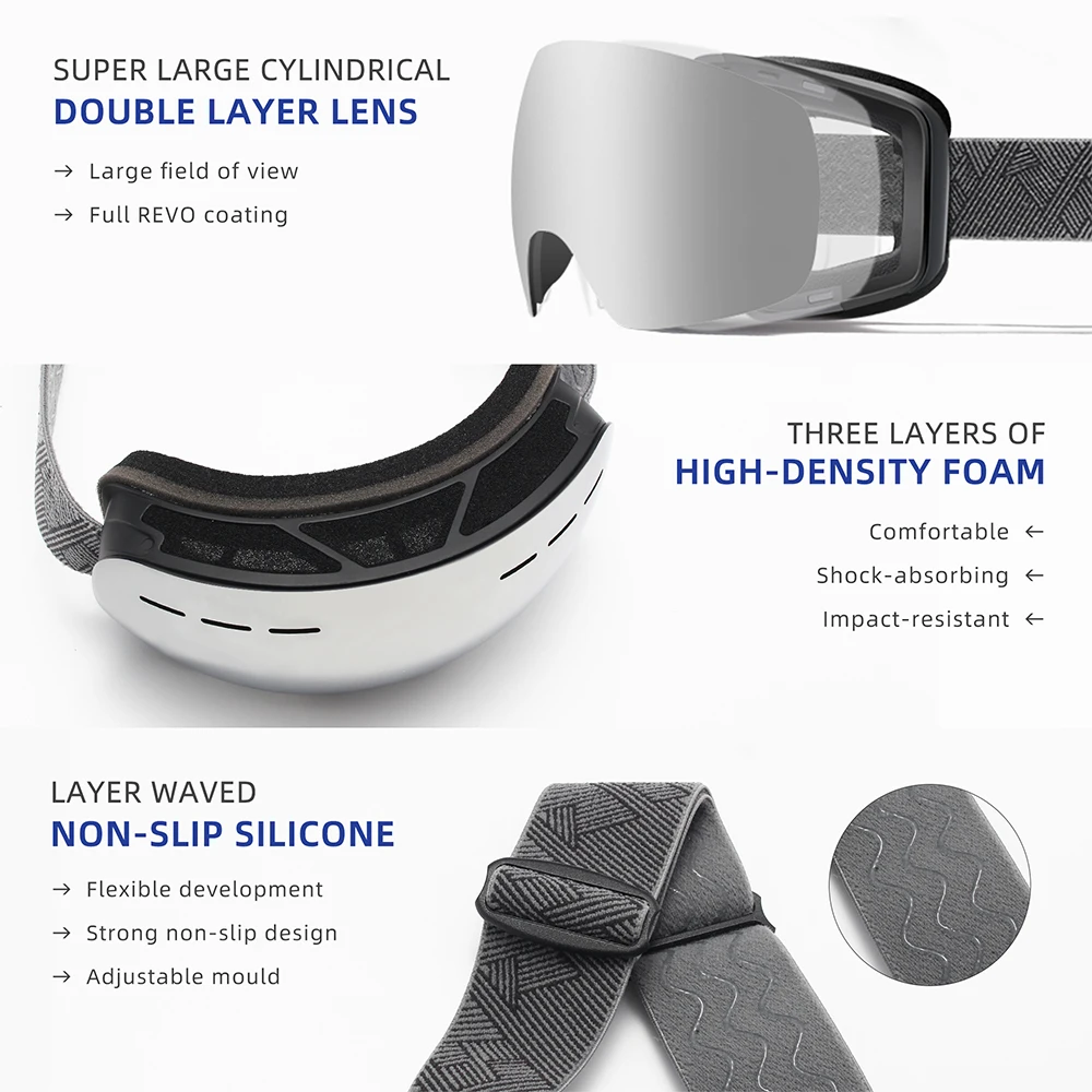 KINGSEVEN Men Skiing Glasses Anti-Fog Outdoor Sports Goggles UV400 Protection Ski Mask Women Big Frame Snow Snowboard Eyewear 5