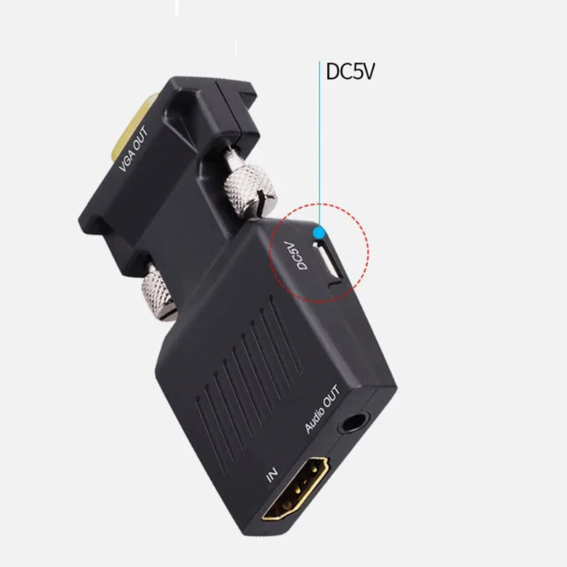 with HDMI to VGA Converter Male to Female Adapter HDTV Cable Splitter Computer Laptop Monitor Projector Connect Cord Extender