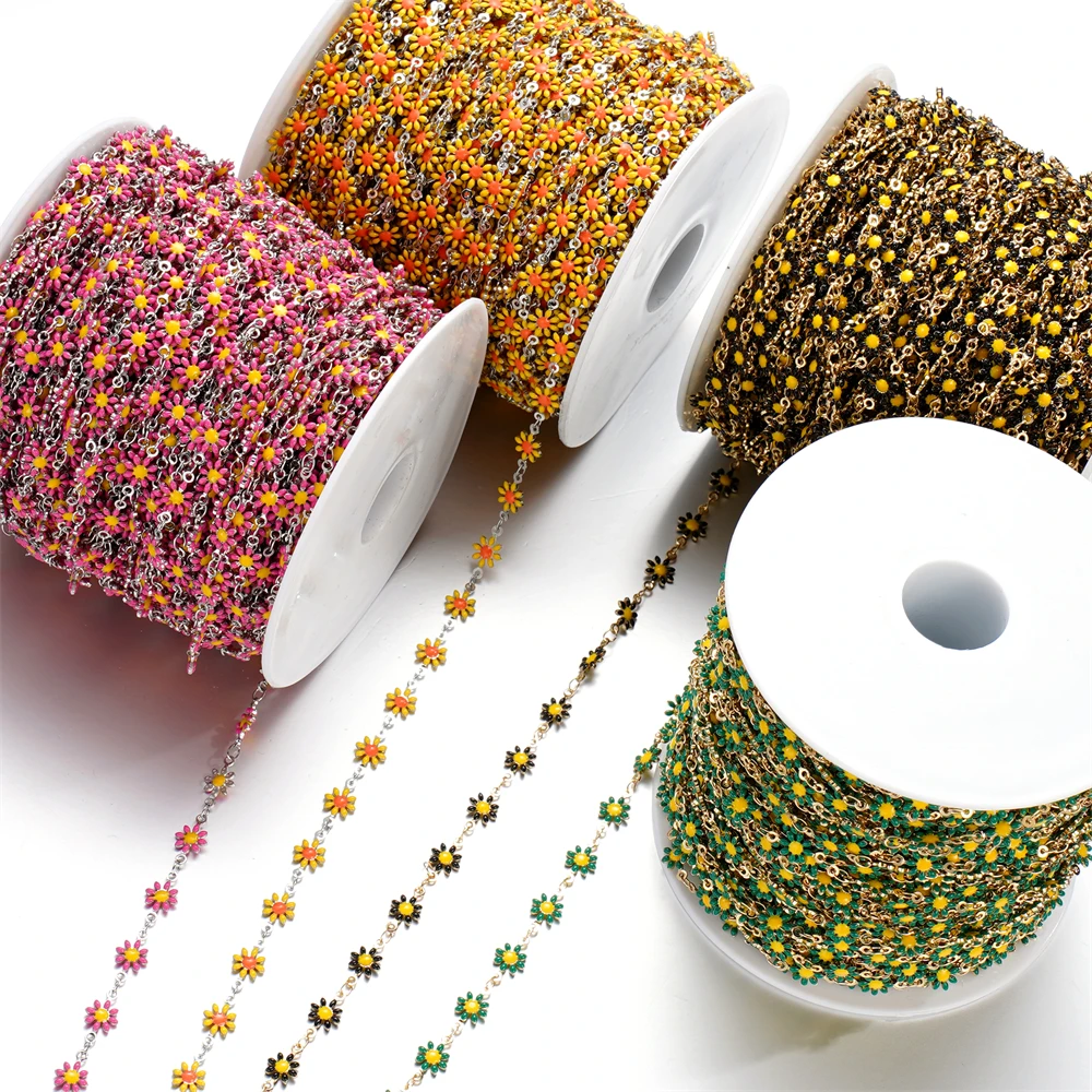 1 meter/los bunte kleine Gänseblümchen Kupfer kette Armband Halskette Kette für DIY Fußkettchen Ergebnisse Schmuck herstellung Zubehör