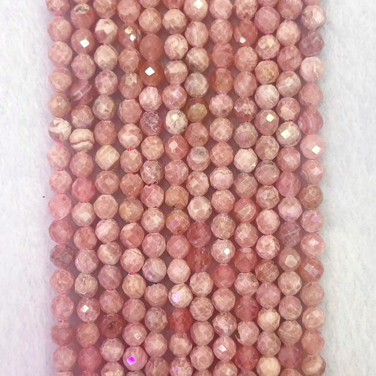 Noble 4mm Natural Rhodochrosite Faceted Round Beads Pink Rhodonite Stone Argentina Raw Ore Dialogite Gem Charm Bead DIY Jewelry