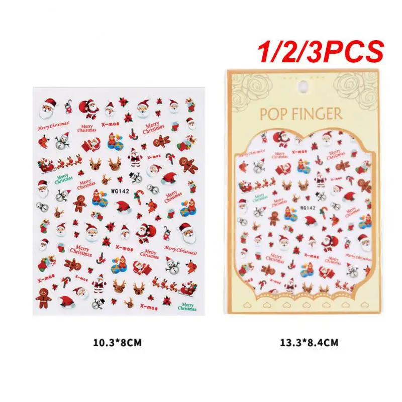 

1/2/3PCS Sliver Bronzing Christmas Nail Art Decoration Sticker Sparkly Colorful Glitter Geometry Snowflake Winter