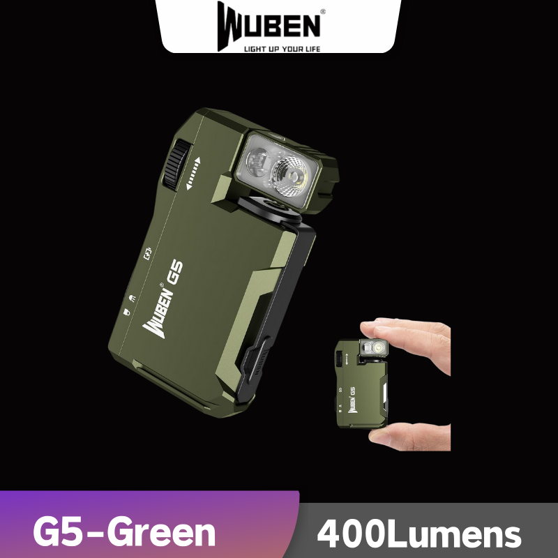 WUBEN G5 EDC Flashlight 400Lumens RGB&White Type-C Rechargeable Pocket-Sized Brilliance Keychain Light Bulit-in Battery-Green