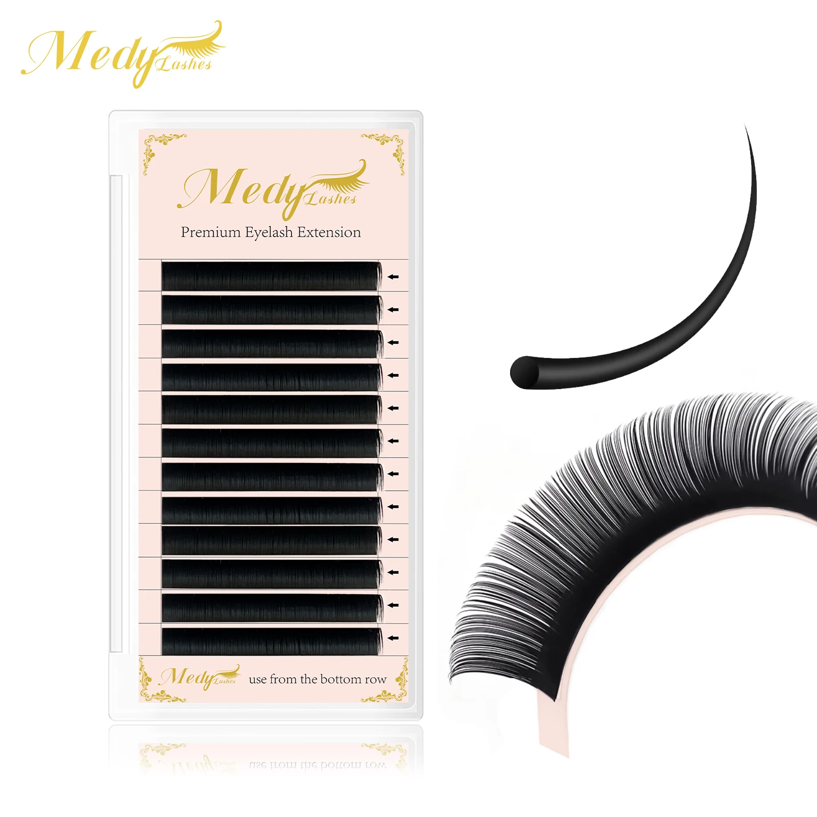 12 Reihen Einzelne Wimpernverlängerungen C/D/CC/DD Curl 8-20mm Volumen Matt Kaschmir Professionelle Wimpern für Schönheitssalons