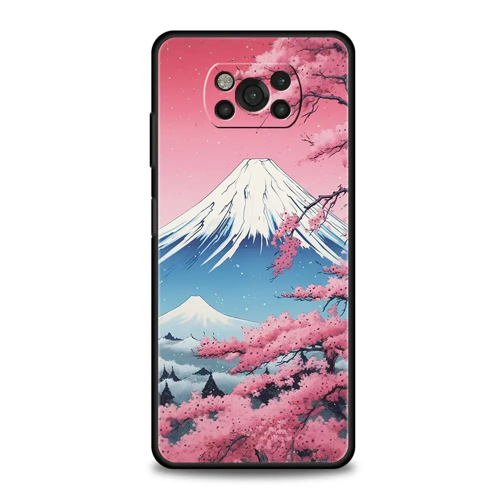 Japanese Landscape Soft Silicone Black Phone Case