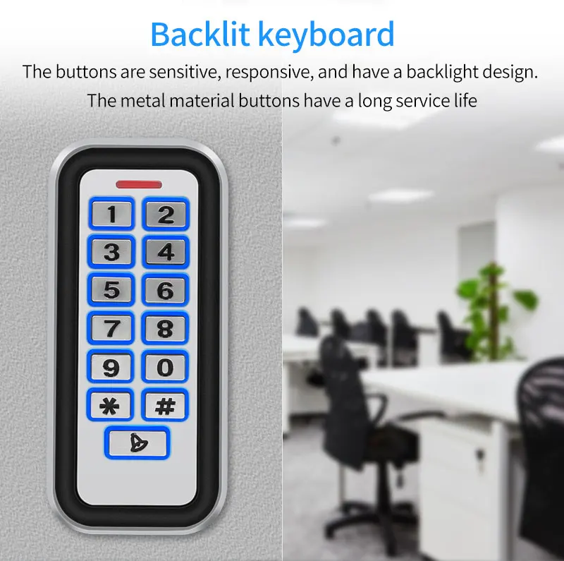12V Standalone Metal Access Control Keypad Outdoor Waterproof IP68 Zinc 2000 Use