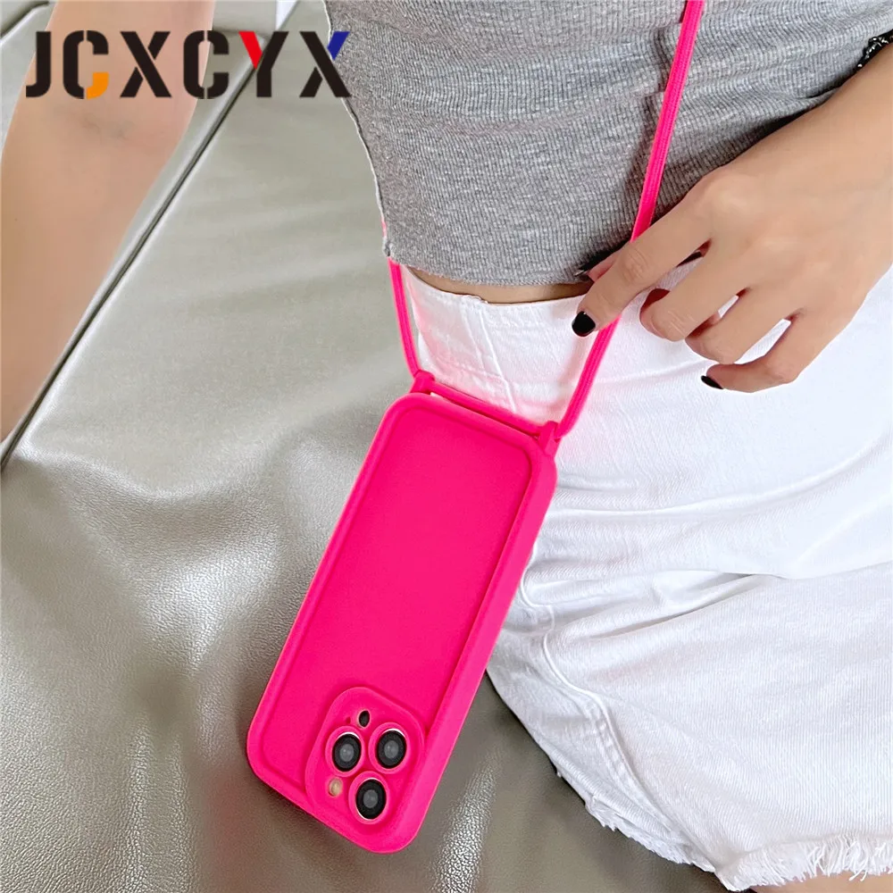 thumbnail image 1 of Luxury Crossbody Necklace Cord Lanyard Silicone Soft Case For iPhone 15 Pro Max 14 Pro Max 13 12 11 XS XR 7 8 Plus SE Cover, 1 of 5