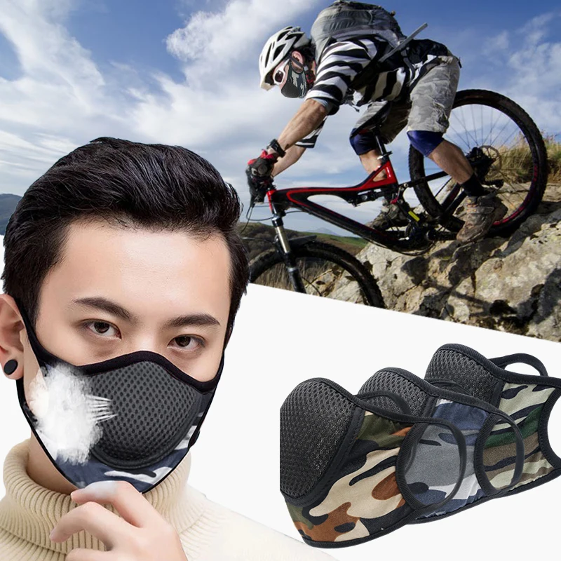 1/2PCS Colors Cycling  Breathable Mouth Mask Dust-proof Anti-ultraviolet Cotton Camouflage Masks Riding Breathanle Mesh Masks 4