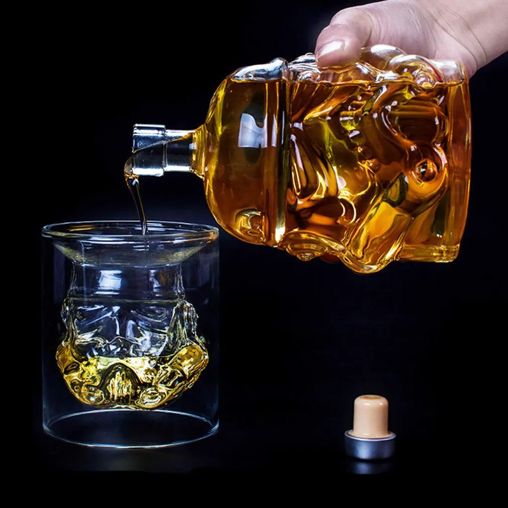 Whiskey Decanter Set Wine Glass Set Storm Trooper Helmet Whiskey Decanter Whiskey Glass Cup Wine Glasses Accessories Creative Men Gift Bar Party