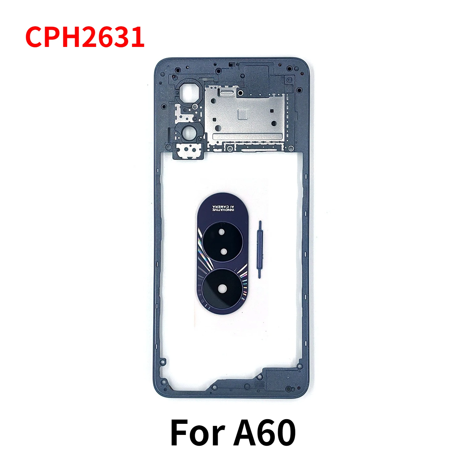Oppo A60 CPH2631용 중간 프레임 하우징 베젤(측면 버튼 수리 부품 포함)