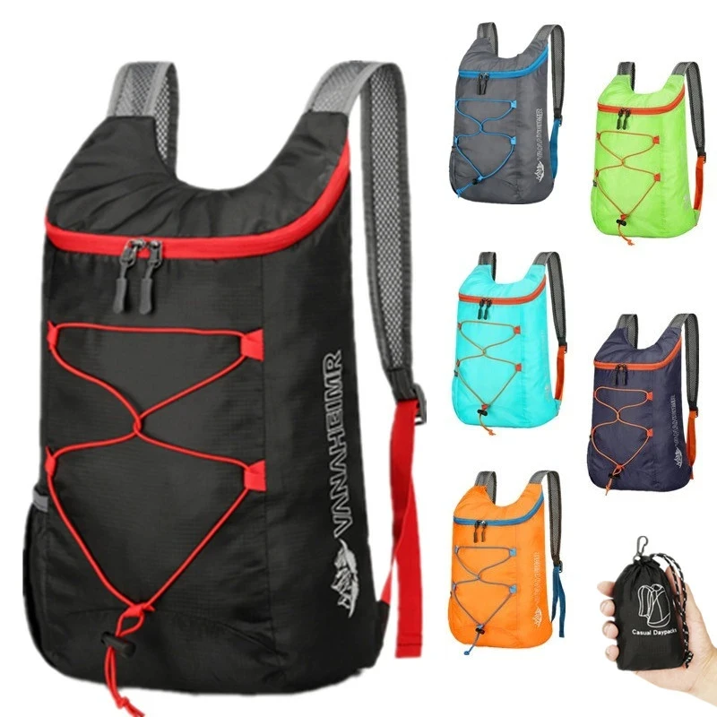 For Camping Hiking Travel Multifunctional Outdoor Folding Backpack High Density Lightweight Waterproof Nylon Fabric Sports Bag