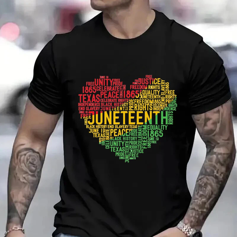 

Juneteenth Heart Shirts for Men Black Lives Matter Tee Shirt Men T-shirts Novelty Oversized Male Tee Shirt Clothes Short Sleeve