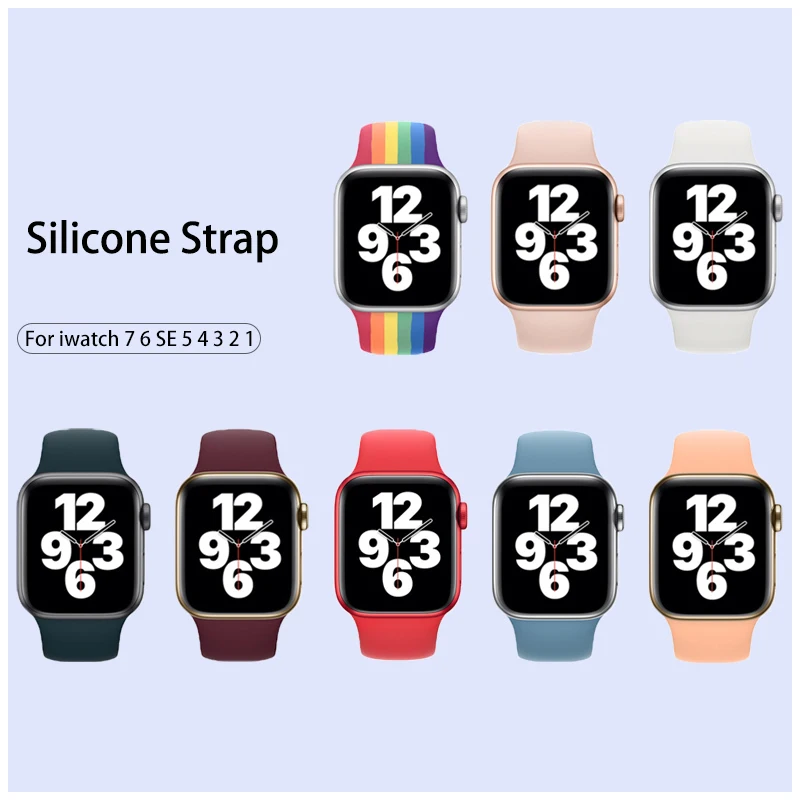 Sport Silicone Strap for Apple Watch Band 45mm 41mm 40mm 38mm Soft Bands Waterproof Wristbands for iWatch Series 7 SE6 5 4 3 2 1