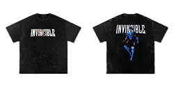 Superhero Invincible Vintage Wash Graphic T - Shirt - Unisex Short Sleeve Tee - XXL (Black)