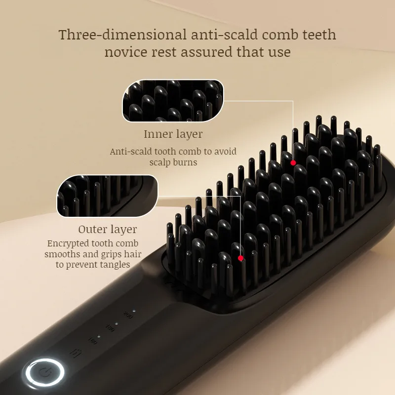 【Hot Sale】Home Negative Ion Dual Purpose Curling Machine USB Charging Portable Wireless Straight Hair Comb
