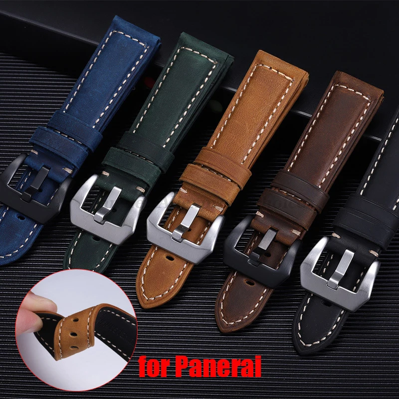 GenuineLeatherWatchBandforPaneraiHighQualityCowhideCrazyHorse
