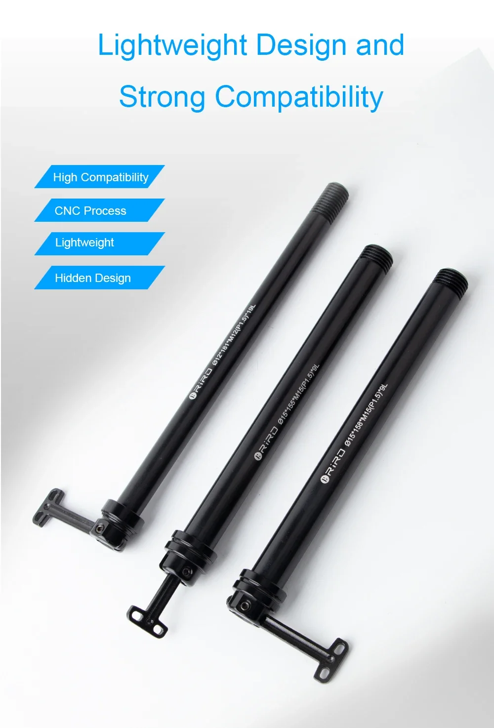 RIRO Fahrrad Versteckte Quick Release Barrel Welle Stange 12/15 MM Ultraleichte Aluminium Legierung QR MTB Rennrad Steckachse Stange Zubehör – Detail 3