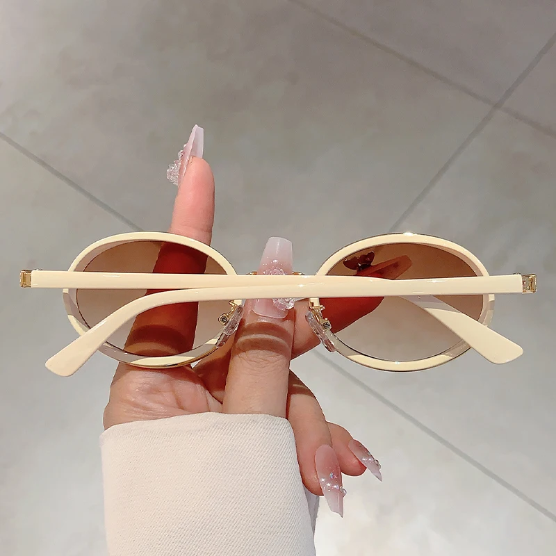 KAMMPT Vintage Oval Trends Shades Damenmode Markendekor Sonnenbrille Neu in Damen Leoparden-Sonnenbrille für Strandreisen – Detail 9