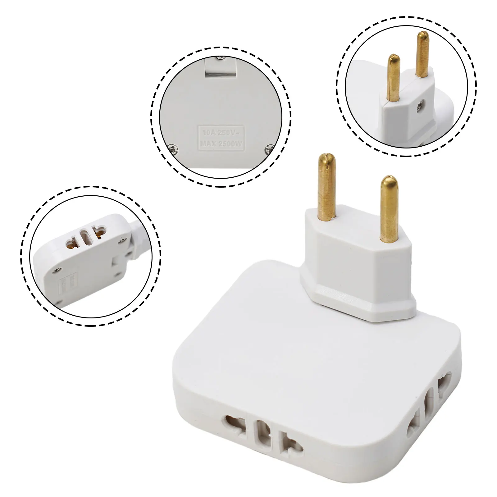 

European Standard Rotary Converter European 3 AC Power Outlet 1 Convertible 3 Extension Power Outlet 180° Rotation
