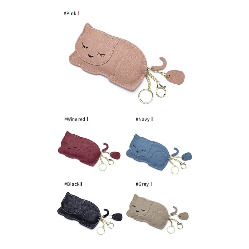 

Cartoon Animal for Cat Wallet Keyring Mini Pocket Credit Card Holder PU Leather Coin for Case