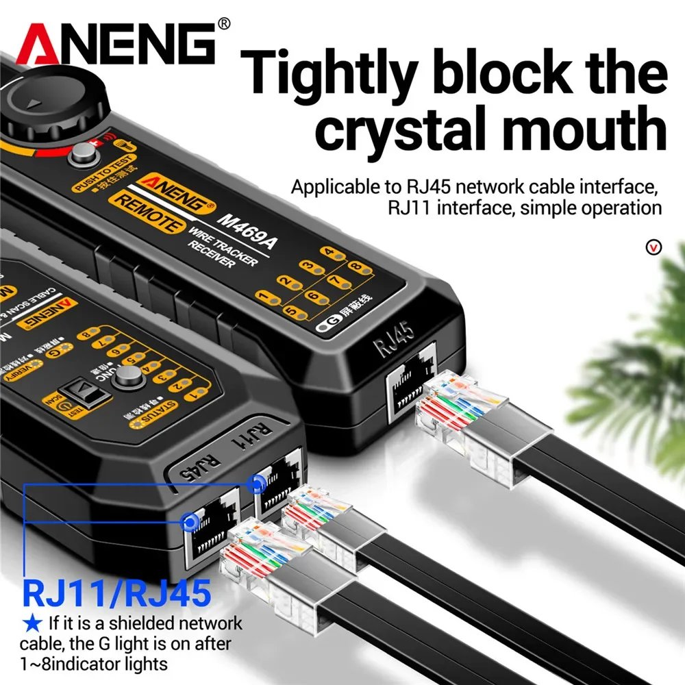 ANENG M469A Smart Network Cable Tester RJ45 RJ11 LAN Cable Tester Finder Wire Tracker Receiver Networking Tool Network Repair 2