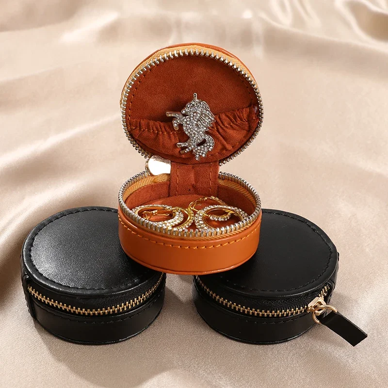 Portable Multifunction Outdoor Travel Jewelry Box PU Leather Velvet Small Jewelry Storage Case Rings Bracelets Gifting Packaging